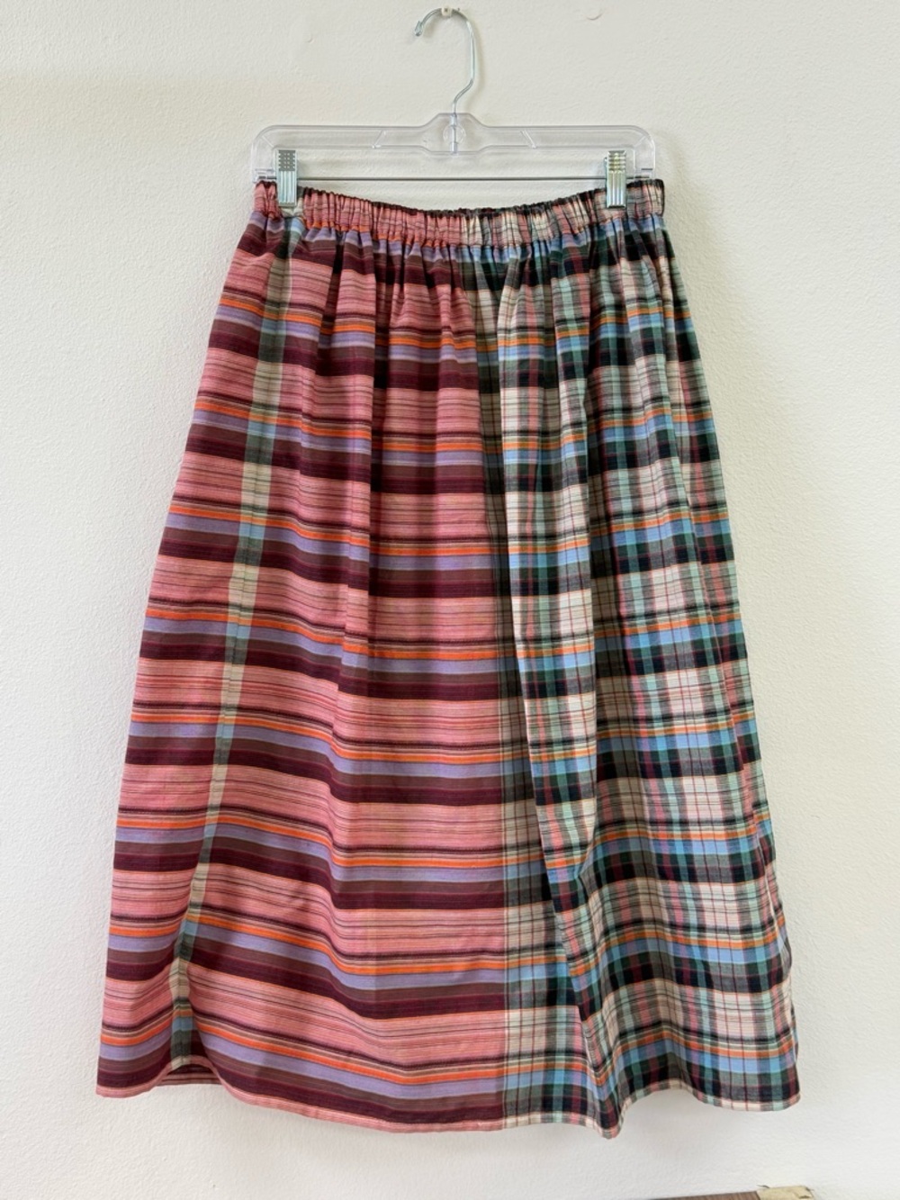 Mixed Plaid & Stripe A-Line or full Maxi Skirt in Multi-Color NWOT - Picture 2 of 7